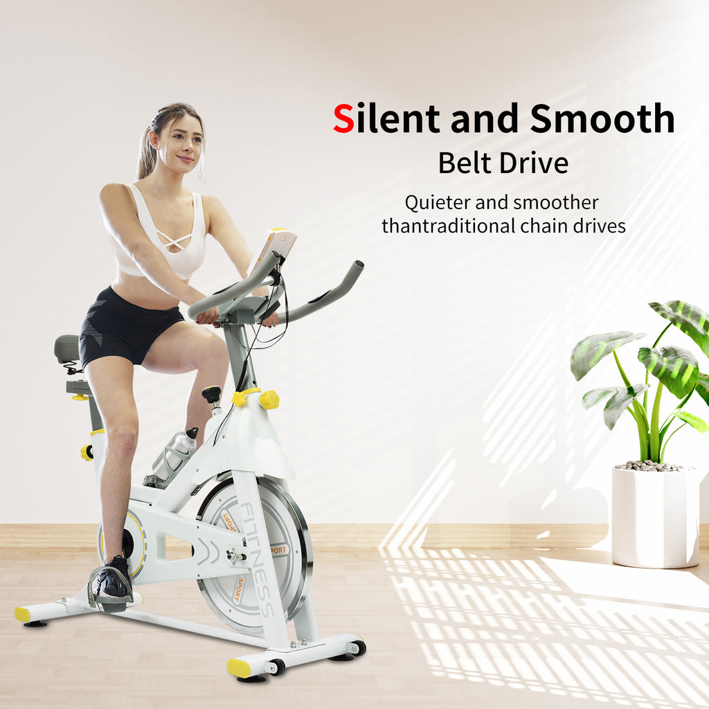 Vélo d'entraînement à vélo intérieur avec siège confortable Coussin jaune+ Blanc