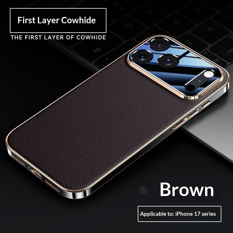 En cuir véritable Litchi-pattern entièrement enveloppé Drop-proof étui de téléphone