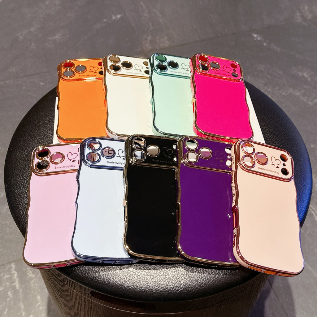 Couverture de protection anti-dérapante pour téléphone à double cœur à ondes électroplaquées