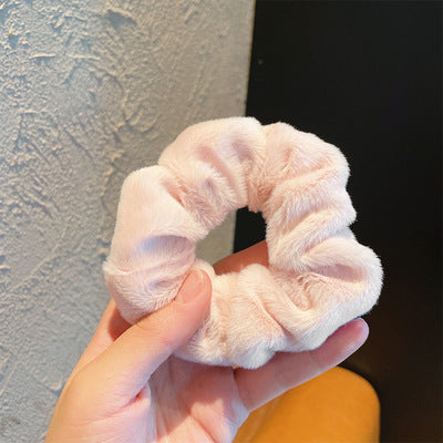 En peluche Grande bague de cheveux intestinale Macaron bande de cheveux mignon fluffy corde de cheveux