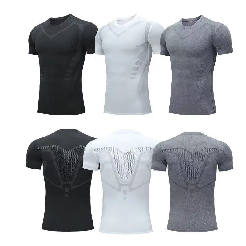 Haute élasticité Séchage rapide Forme-fitting manches courtes Sweat-wicking et Brea