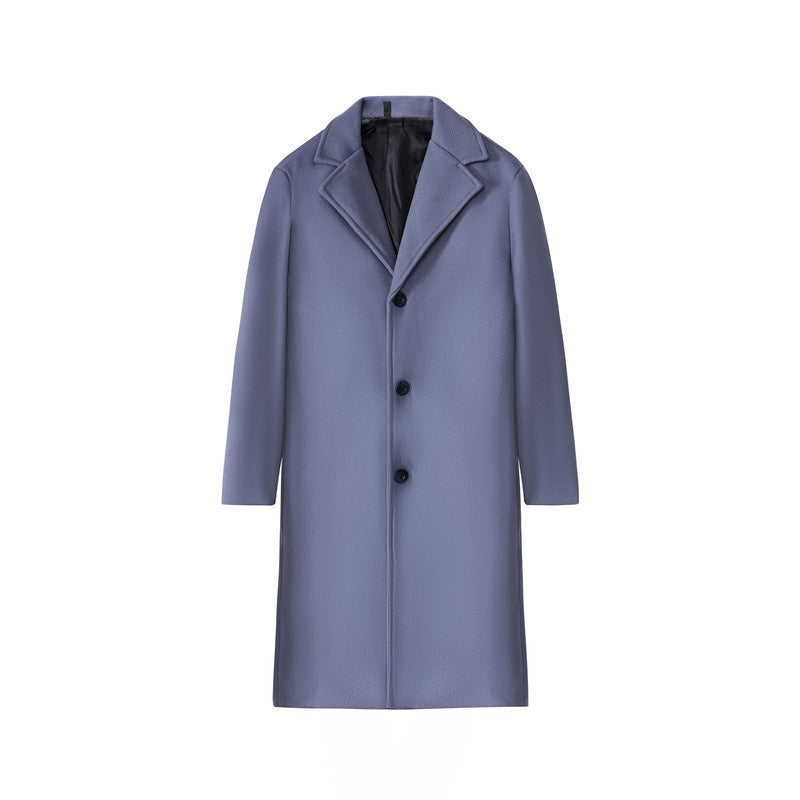 Mens Mi-longueur Loose-fit Solid-colore Trench Coat