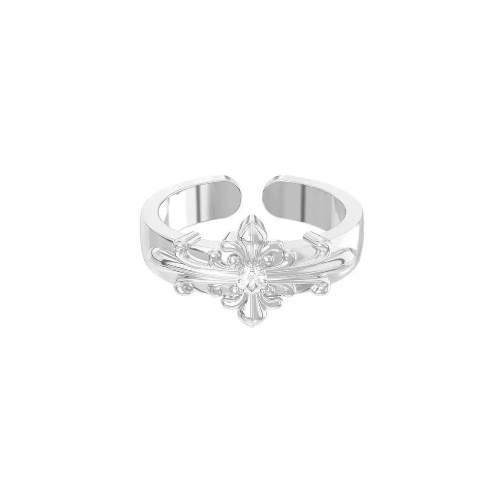 Trois lignes horizontales Bijoux Iris Fleur Anneau Lumière Titanium Dentelle Hollow Maillard Lumière