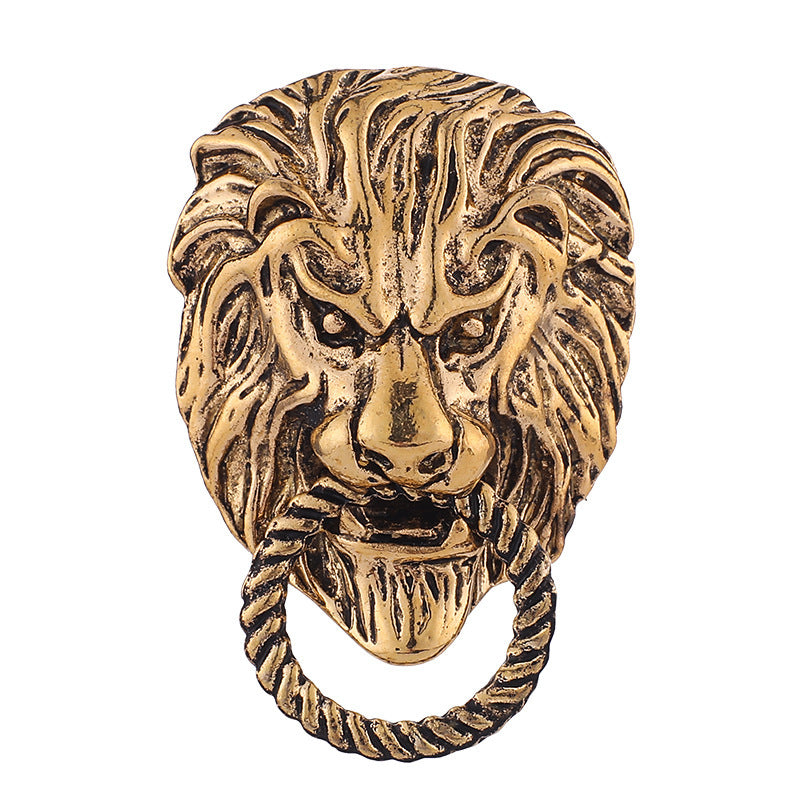 Fierce Tête Lion et Tigre Brooch Vintage Personnalisé