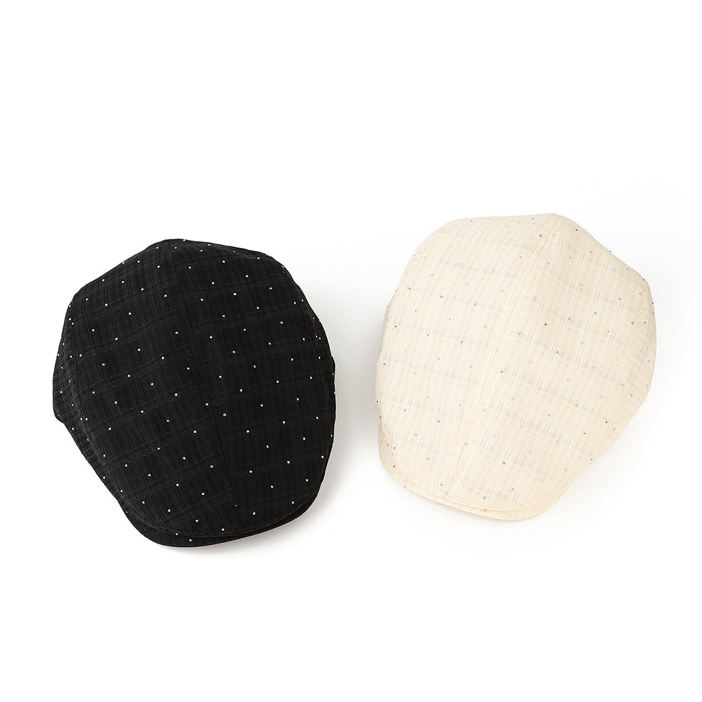 Été léger à paillettes à vérifier Pattern Cap avant avec respirant plissé courte Brim F