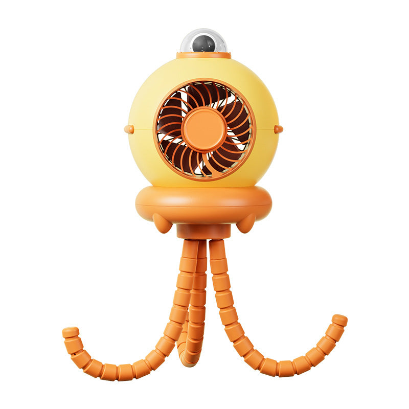 Eventail flexible jaune Octopus 4 Speed Rechargeable Mosquito Repulsant Ventilateur sans lame avec Sha