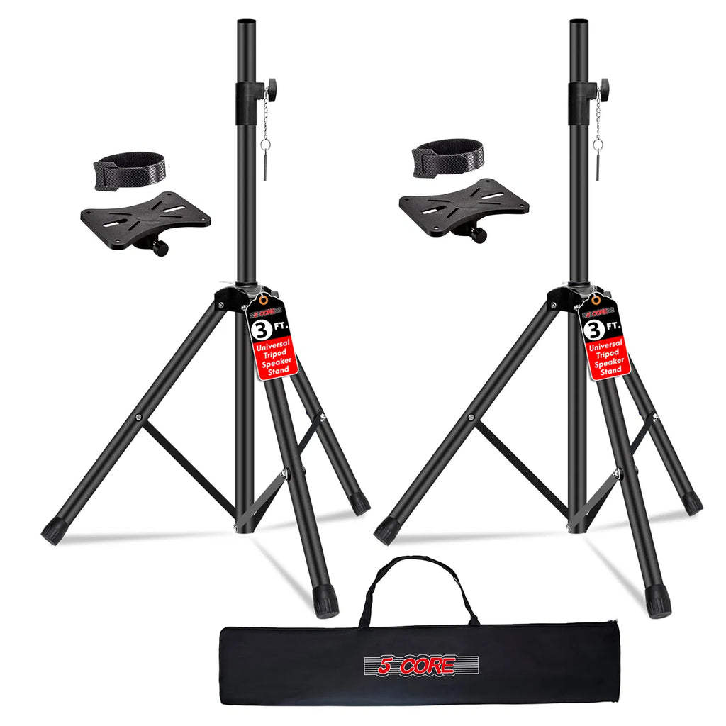 5 Core Speaker Stand Pair Hauteur réglable 3Ft PA DJ Tripod Studio Monitor Stands Heavy D