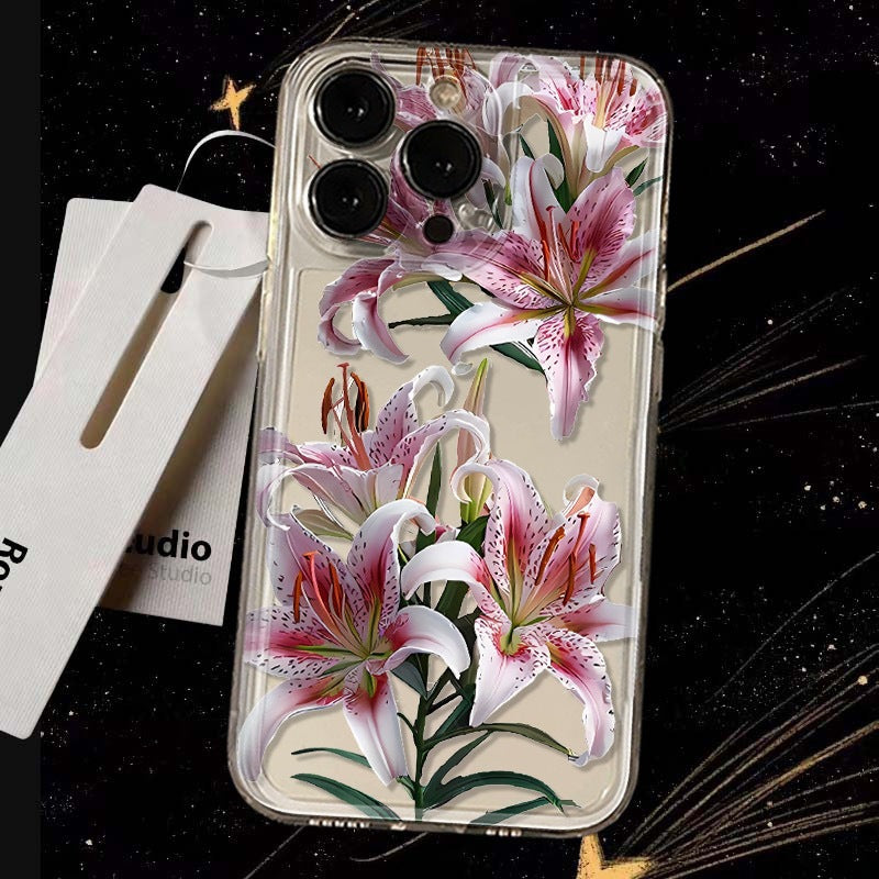 Étui téléphonique versatile transparent TPU Fleur