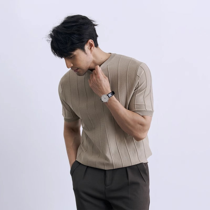 T-shirt tricoté à manches courtes pour hommes
