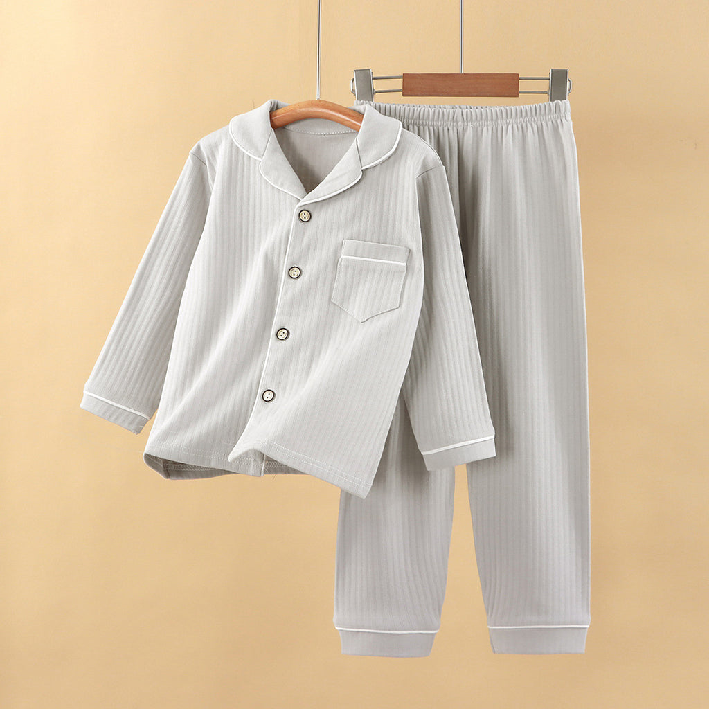 Parent-enfant Style pour enfants Pure coton Cardigan Accueil Vêtements Ensemble de couleur solide