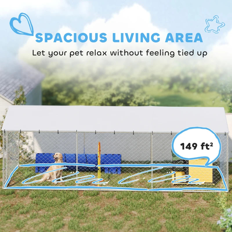 20' X 7.5' X 6.5' Outdoor Dog Kennel for Small Medium Large Dogs with Waterproof Cover