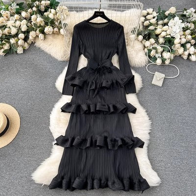 Cake industrie lourde plissé mince robe longue