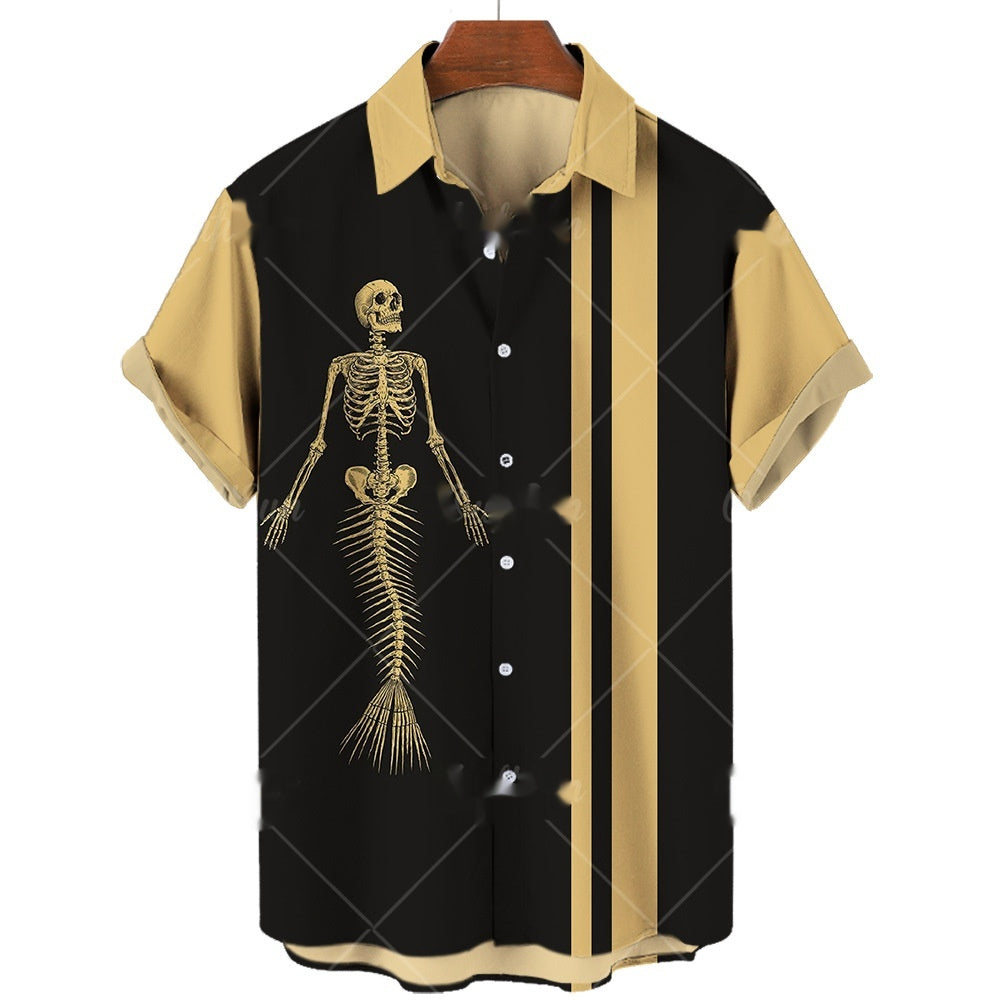 Chemise Lapel 3D numérique à manches courtes homme