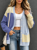 Preppy Style Couleur bloc tricot Cardigan