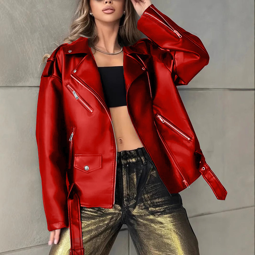 Veste en cuir biker pour les femmes Boyfriend-Style