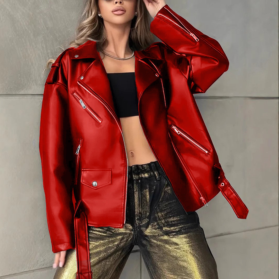 Veste en cuir biker pour les femmes Boyfriend-Style