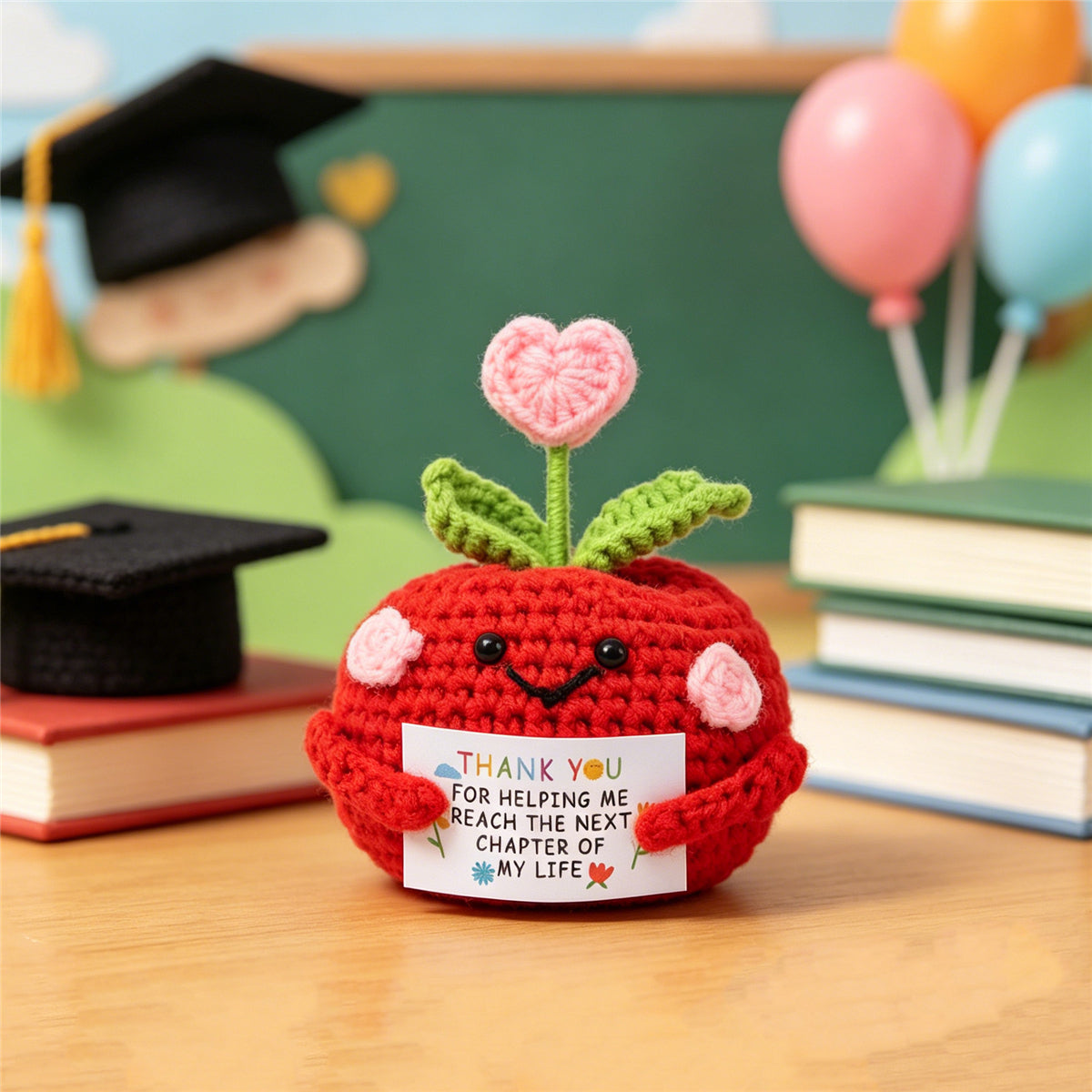 Crochet à la main Rouge Poupée Ornement avec coeur en forme de Sprout Soft Fils Cr éternel