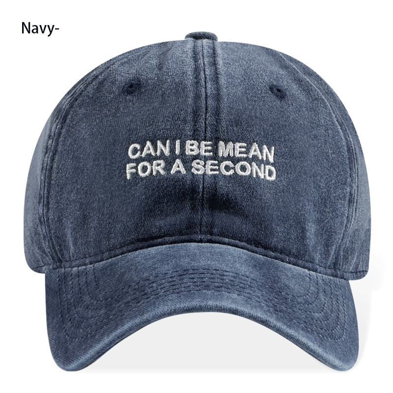 Casquette de baseball en coton lavé de la marine avec une citation en sassy