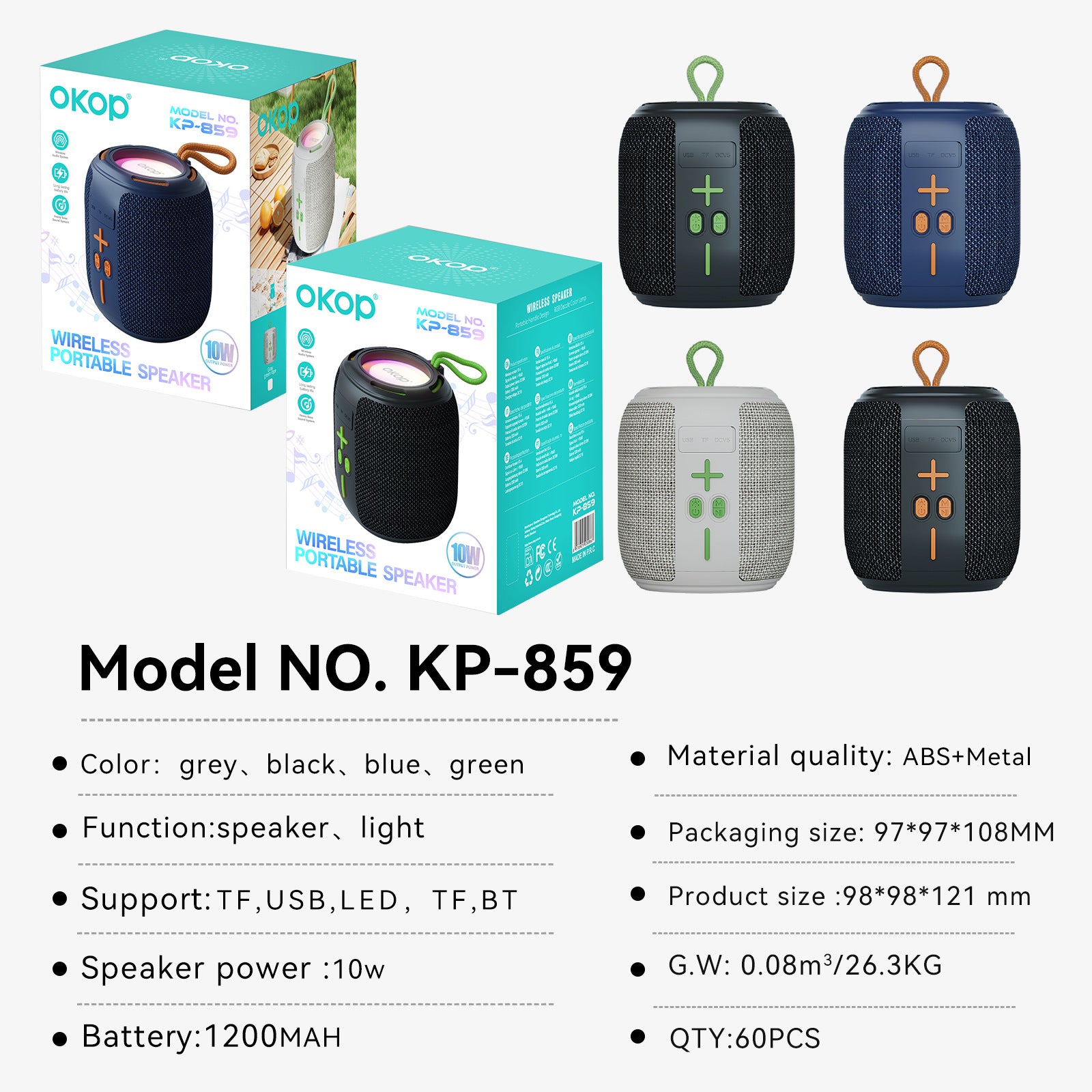 KP-859 Bluetooth haut-parleur usine Direct Best-Seller Basse lourde Mini bureau voiture extérieur Po