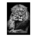 Affiche de la famille Lion noir et blanc