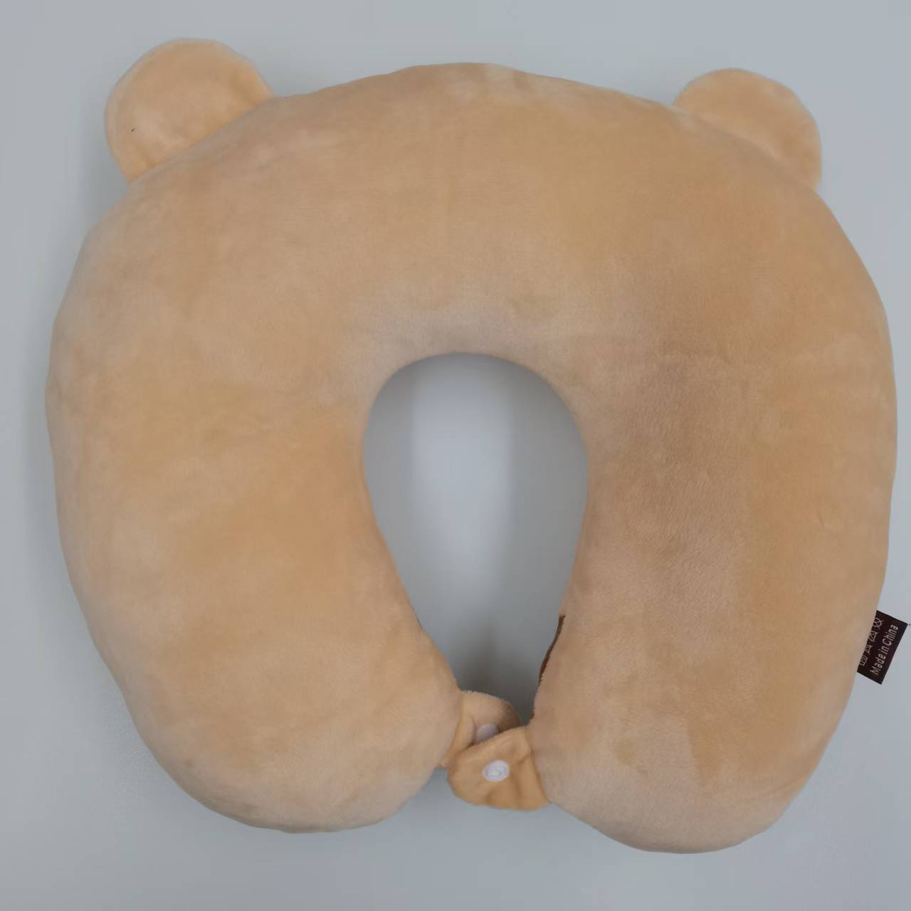 Mignon ours brun clair U en forme de cou de voyage Oreiller en peluche souple Support de cou Oreiller