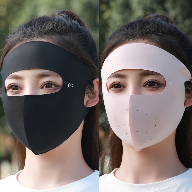 Ice Silk Sunscreen Masque Femme Neck Protection Intégré Trou respirant