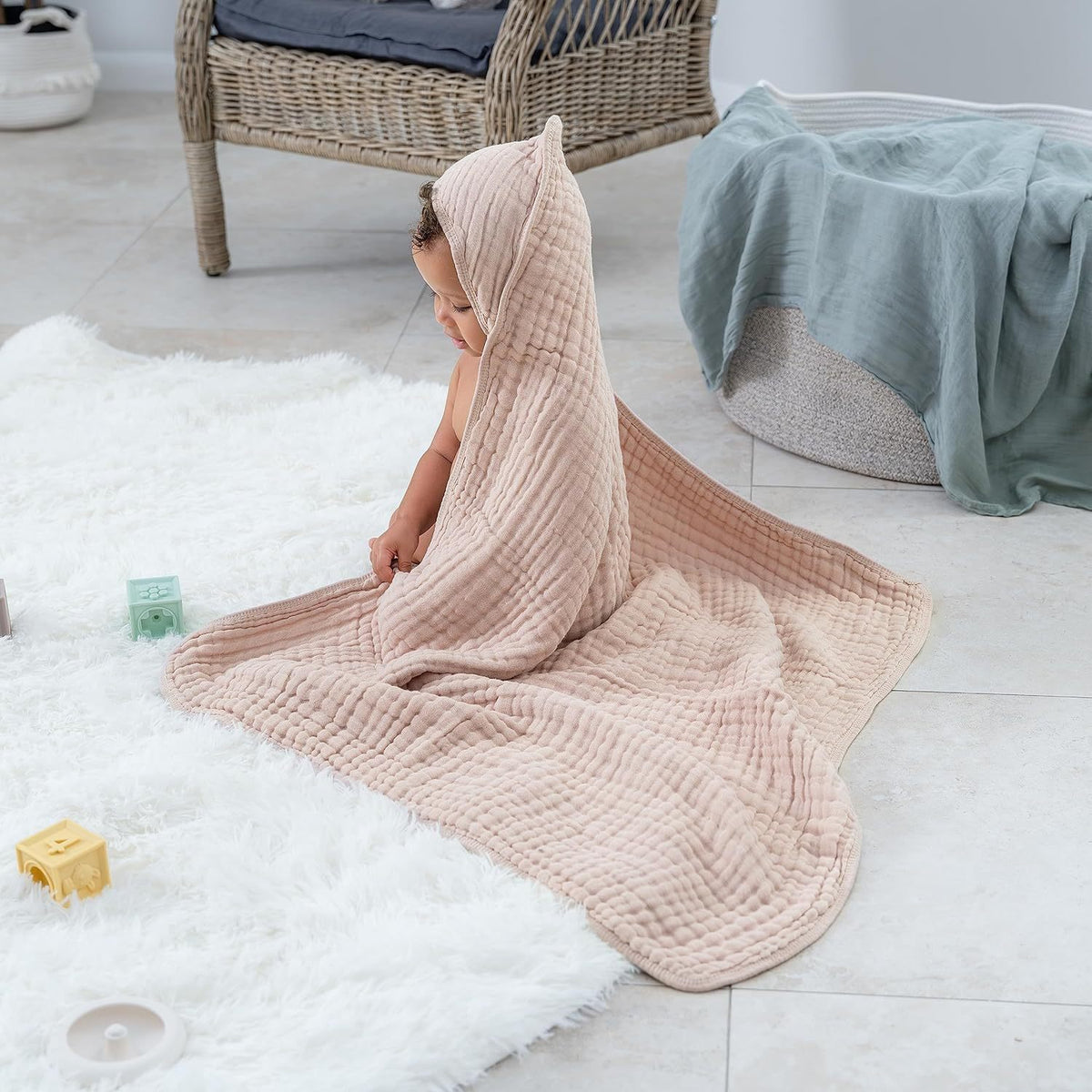 Serviette de bain à capuche 6 couches pour enfants