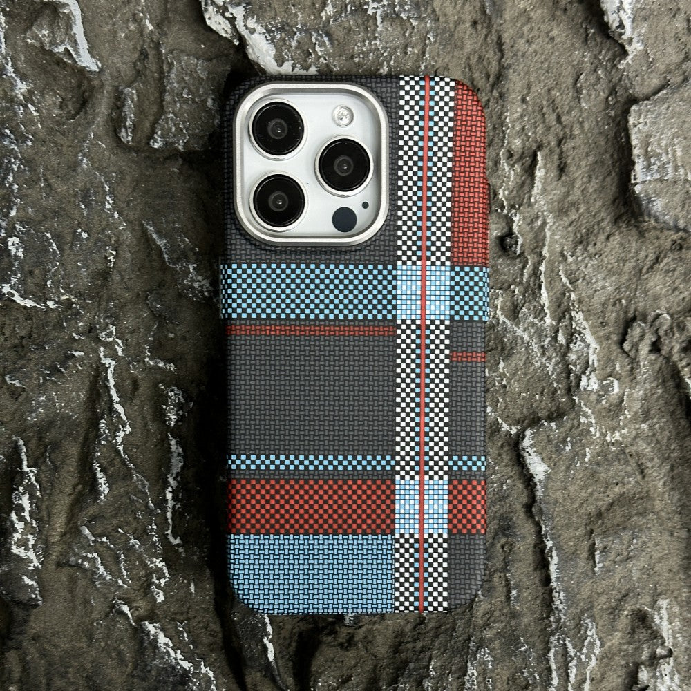 Case de téléphone Kevlar Carbon Fibre motif aspiration magnétique