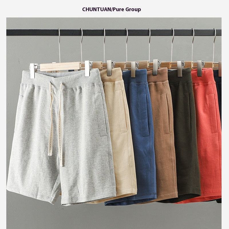 Lose Outer Wear Khaki Solid Color Casual Short homme