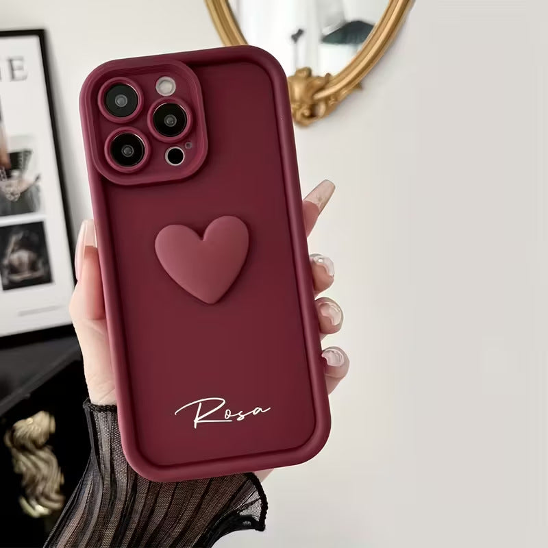 Simple et élégant cas de téléphone anglais avec cœur 3D