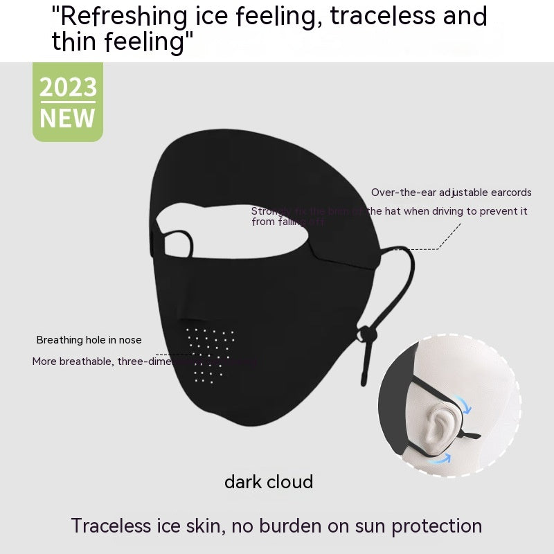 Facekini Masque plein visage écran solaire Respirant mince soie glacée