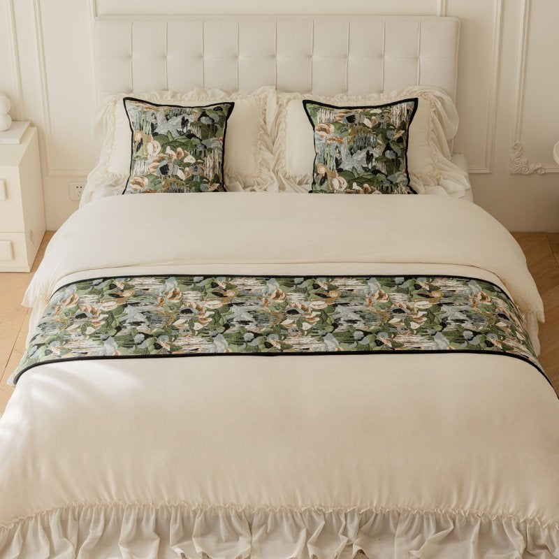 Retro Green Forest Bed Runner pour les lits