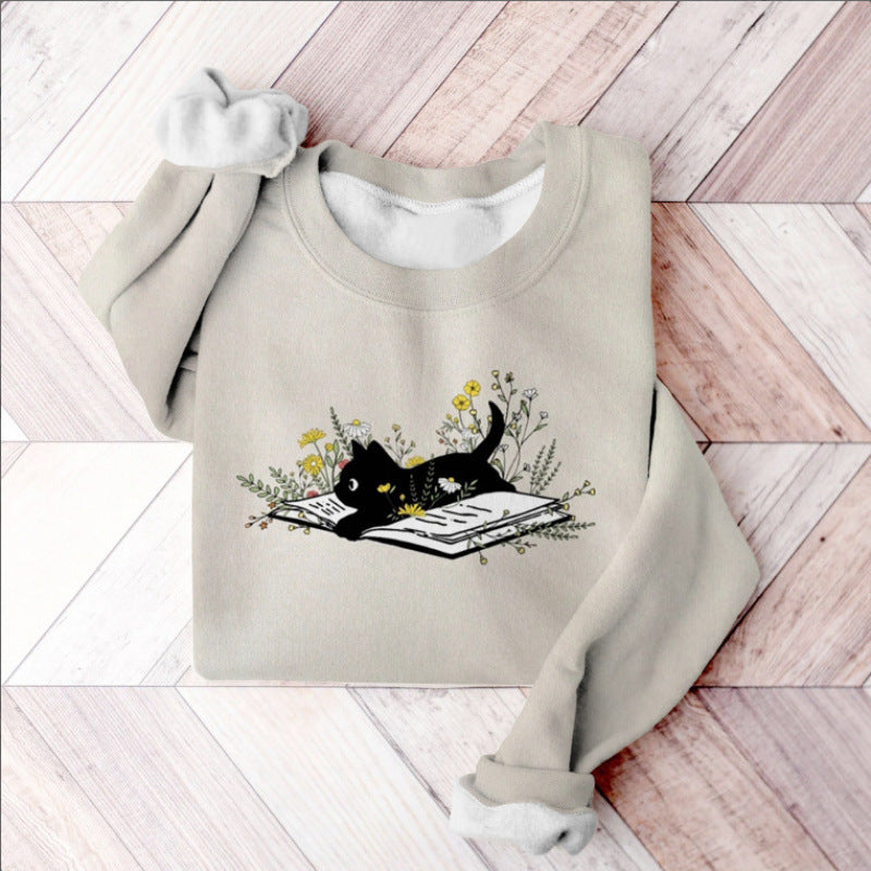 Sweatshirt à manches longues avec imprimé européen et américain