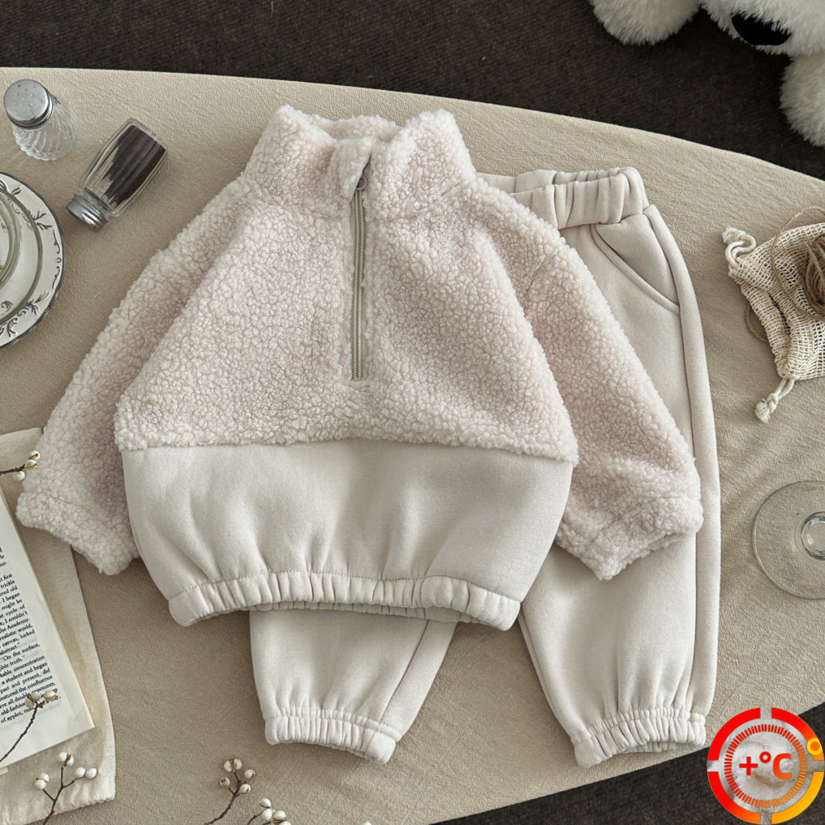 Baby and Toddler Lambswool Collier Stand-up Chandail demi-zip