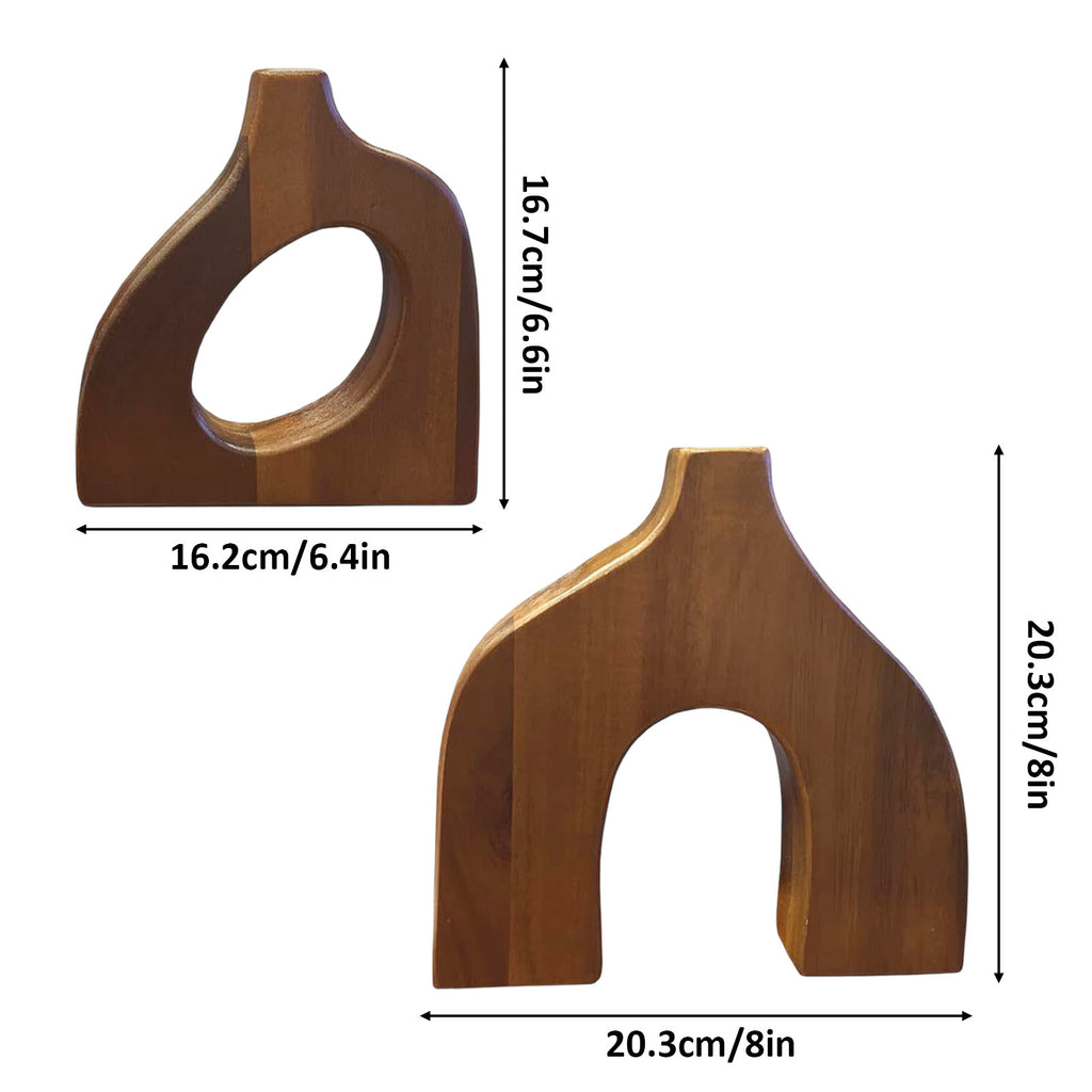 Ensemble de 2 vases en bois décoratif