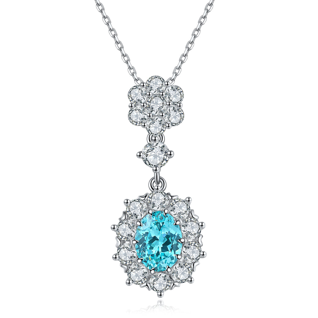 S925 Argent 6.3g Collier de pierre gemme créé en laboratoire