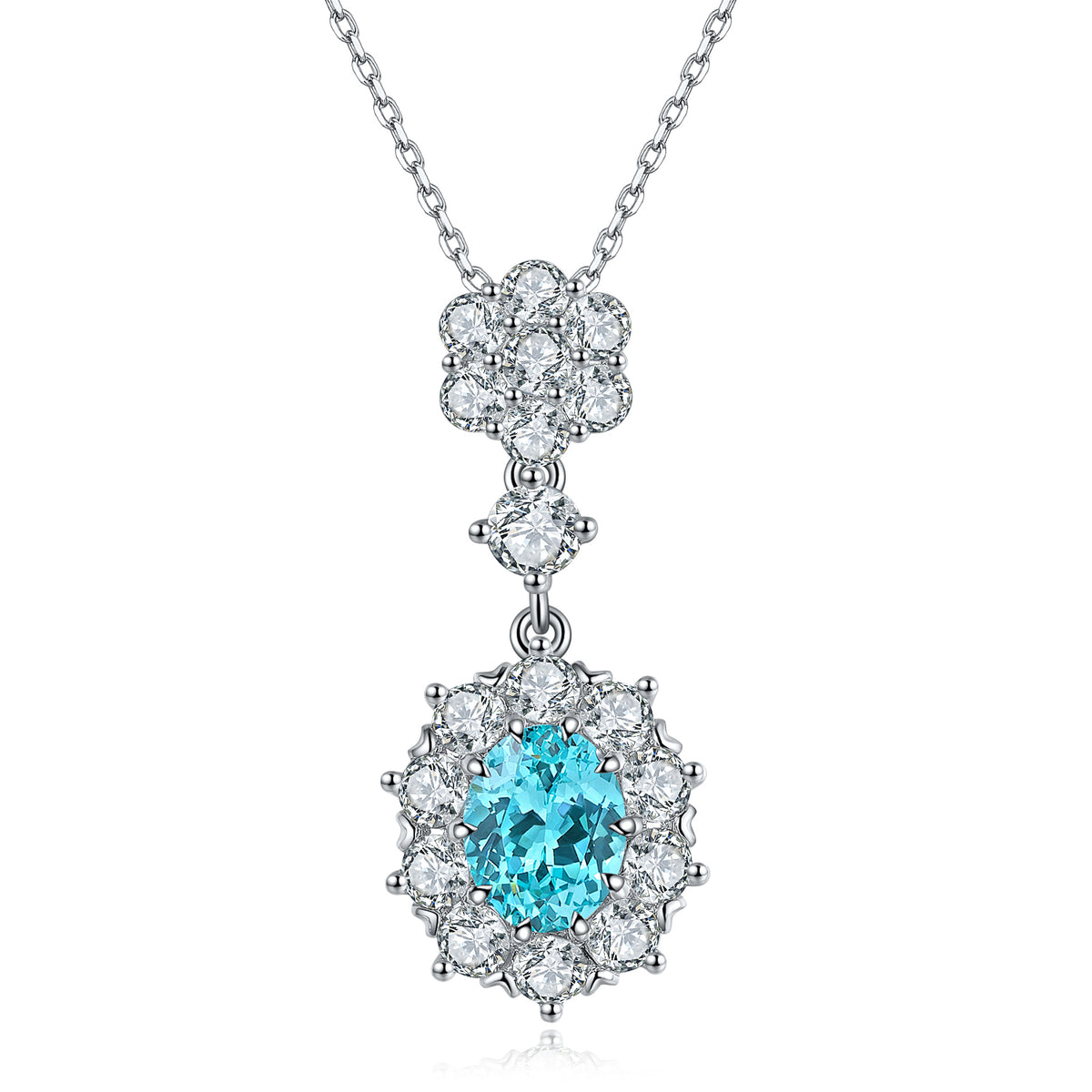 S925 Argent 6.3g Collier de pierre gemme créé en laboratoire