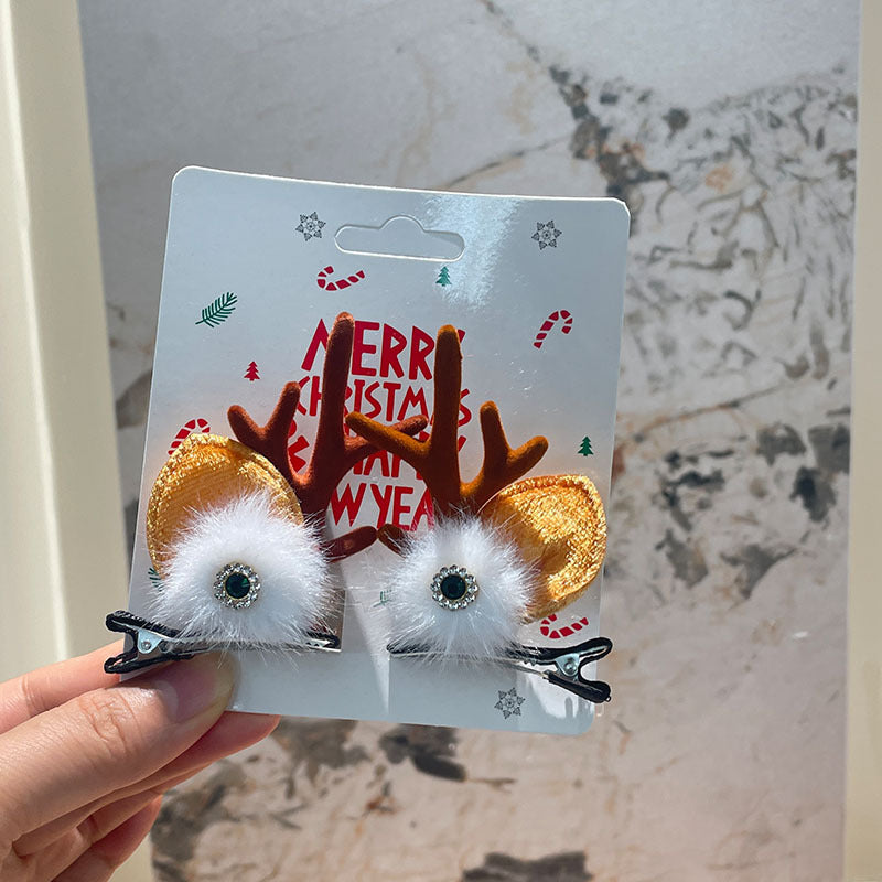 Unisex Christmas Reindeer Hair Clips for Festive Holiday Styling