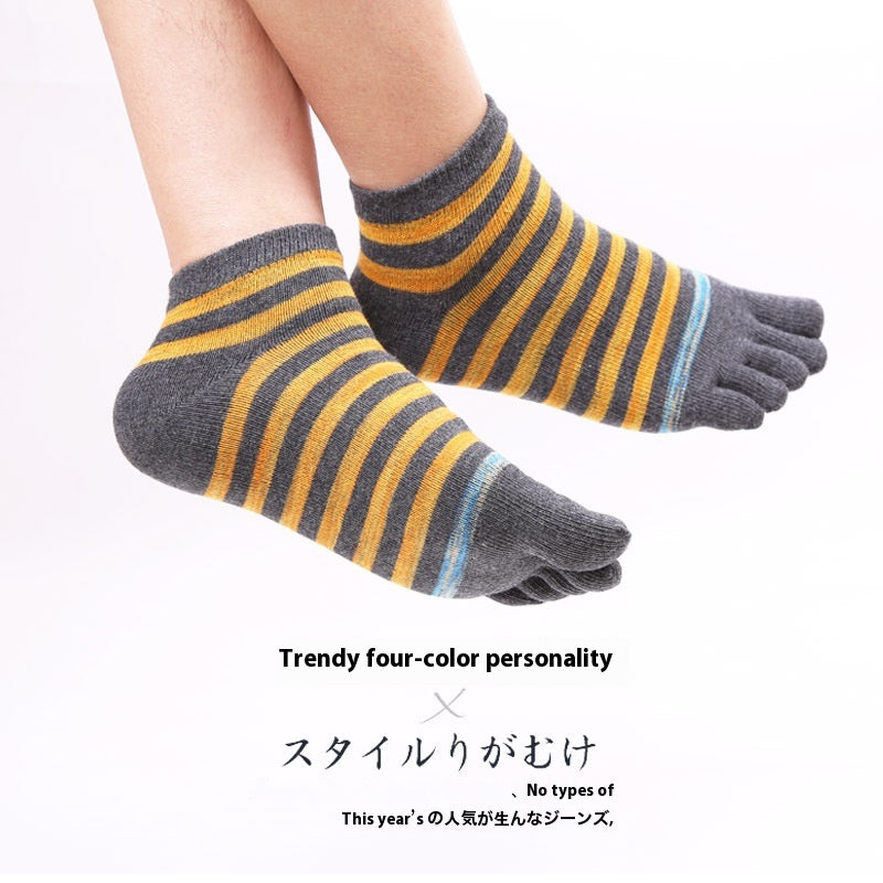 Chaussettes en coton à bout court à rayures de couleur mélangée