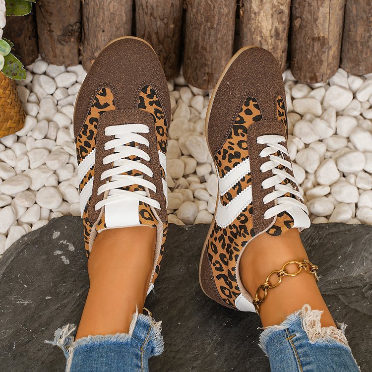 Cross Border Leopard Print Couleur Bloqué Allemand Chaussures de formation pour femmes