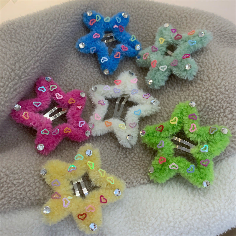 Cheveux poilu Clip Diamant incrusté 5 points Star Edge Clip Bangs Clip Headwear