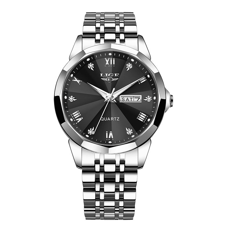 Montre Quartz Lumineuse étanche à double calendaire pour hommes