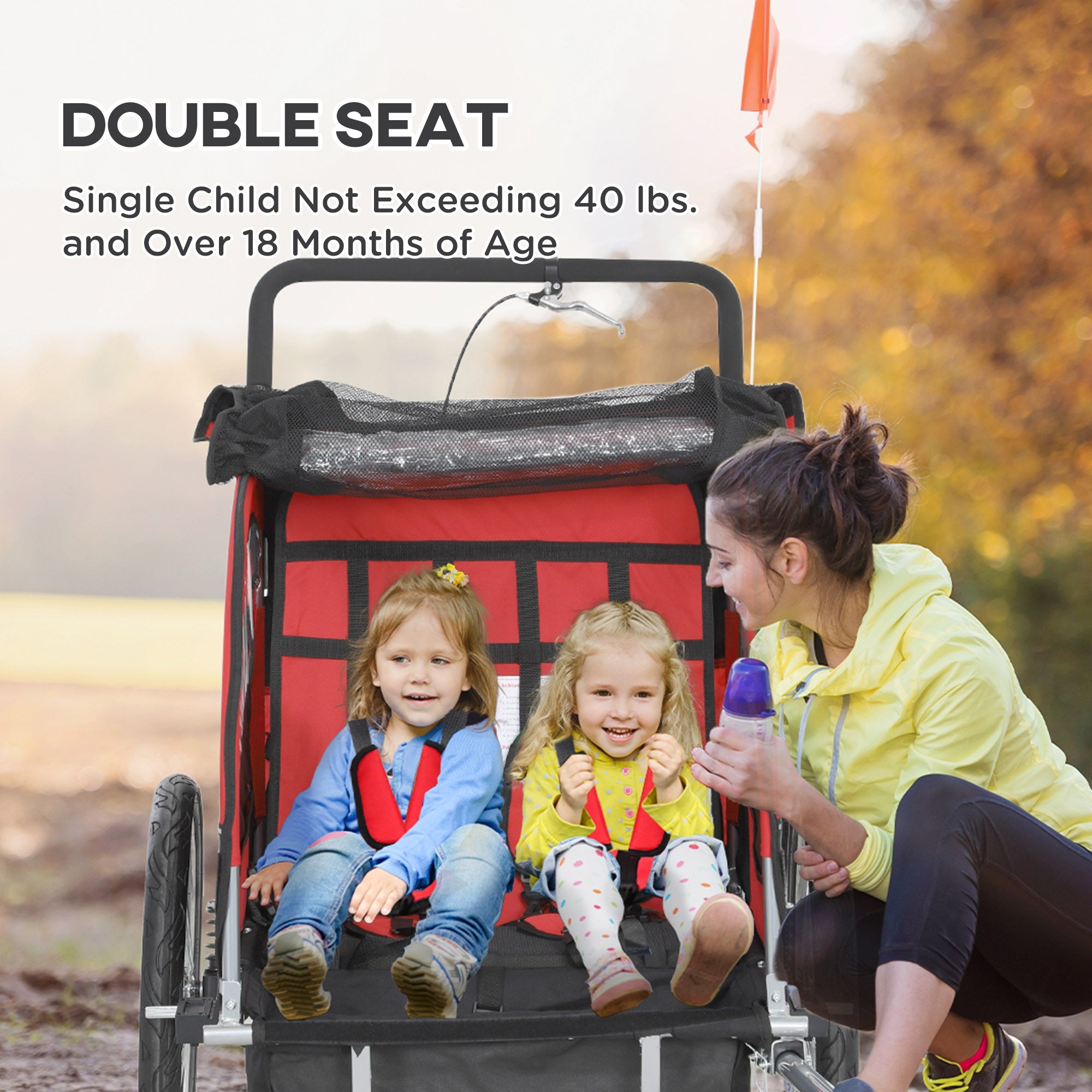 Remorque à vélo pivotante 2-Seat Elite 360 pour enfants Remorque à vélo avec résistant à l'eau W