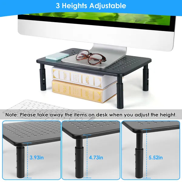 Moniteur Riser de comptoir réglable en hauteur 3 avec trous de ventilation