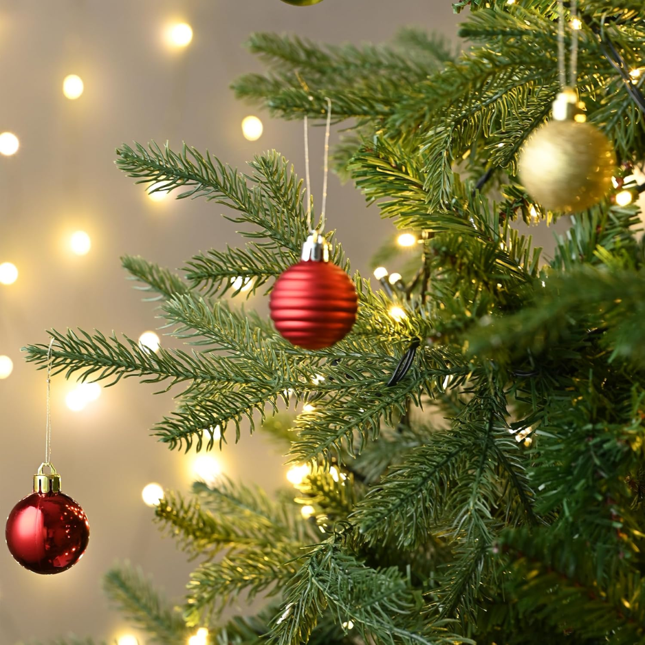 Petit arbre de Noël Décorations Balles ornements 24ct 1.57 Rouge Vert et Or Shatterproof
