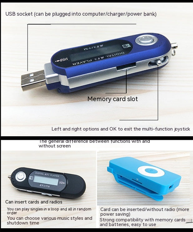 USB Direct Plug-in Ultra-long écran de veille MP3 avec affichage Lyrics