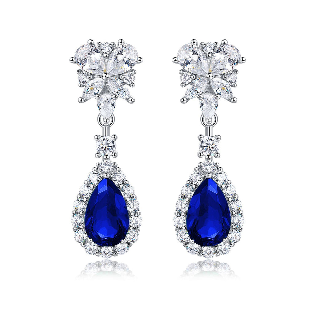 S925 Boucles d'oreilles d'angle en argent sterling Teardrop