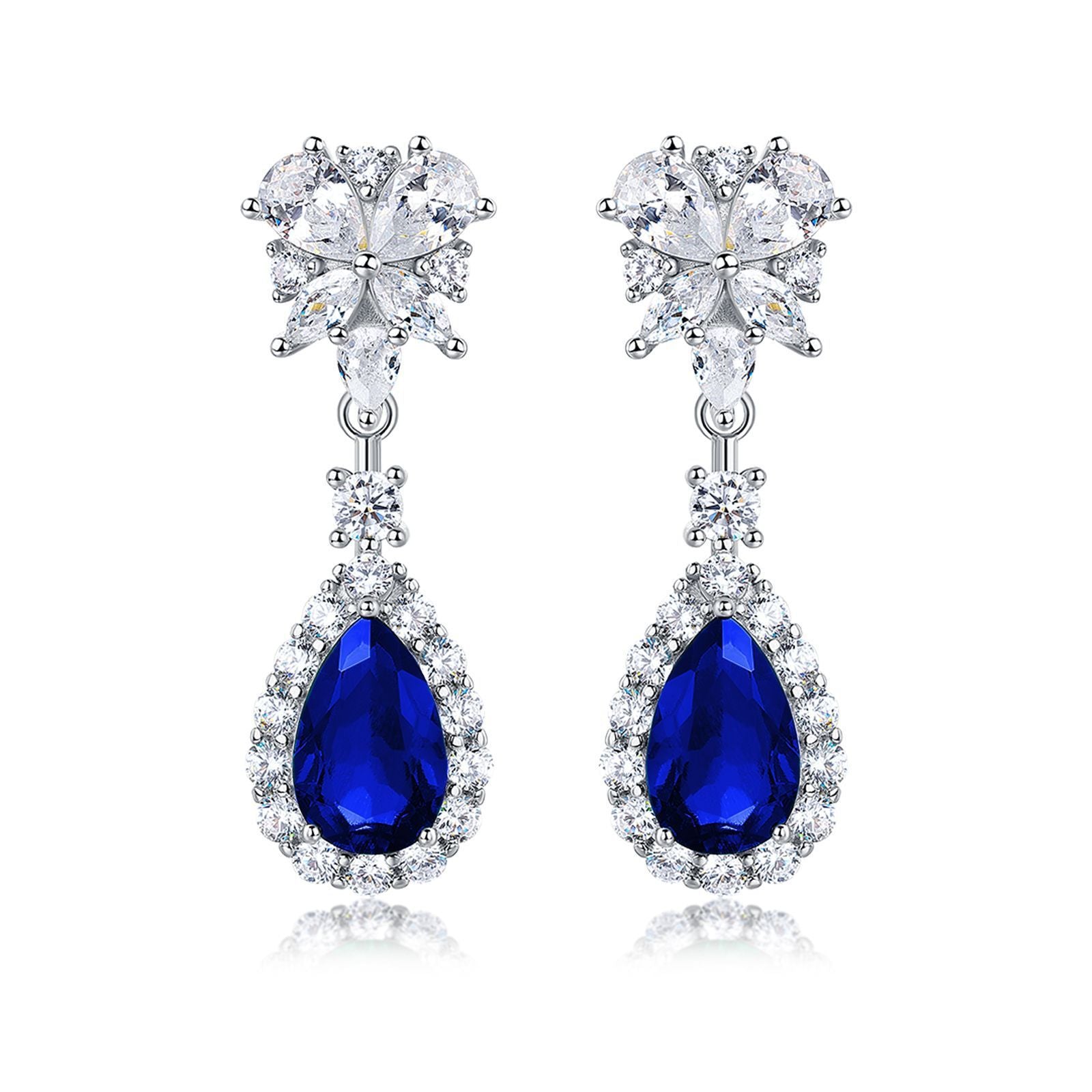 S925 Boucles d'oreilles d'angle en argent sterling Teardrop