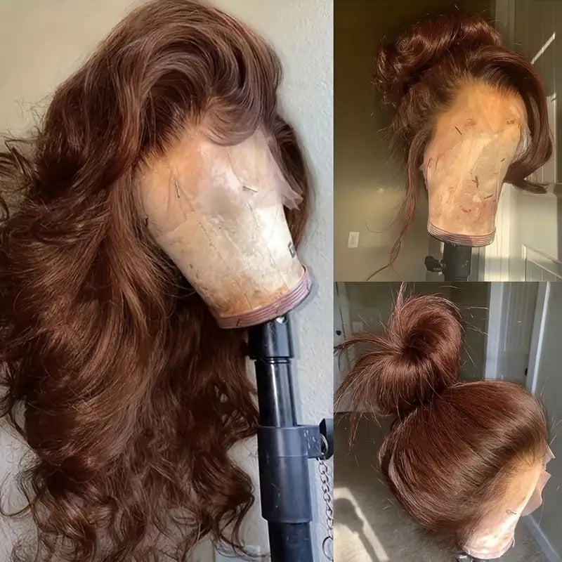 Marron Big Wave Faux Long Curly Wig Head Cover