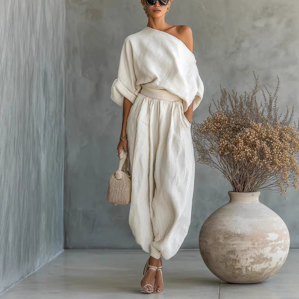 European And American Spring Products Loose Wide-Leg Casual Loose Tops Lantern Pantalons Cotto